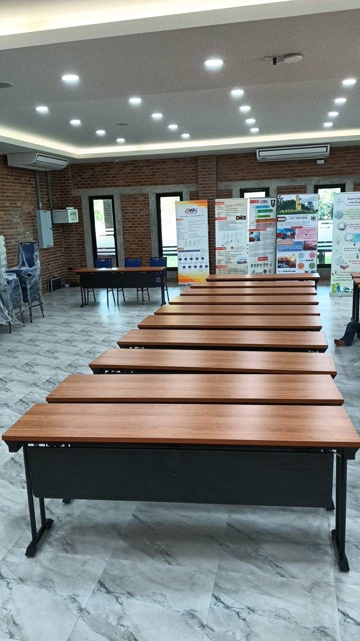 โต๊ะประชุมโต๊ะสี่เหลี่ยม พับขาคู่พร้อมที่บังขา ขนาด กว้าง45xยาว180 cm.สูง 75 ซม.