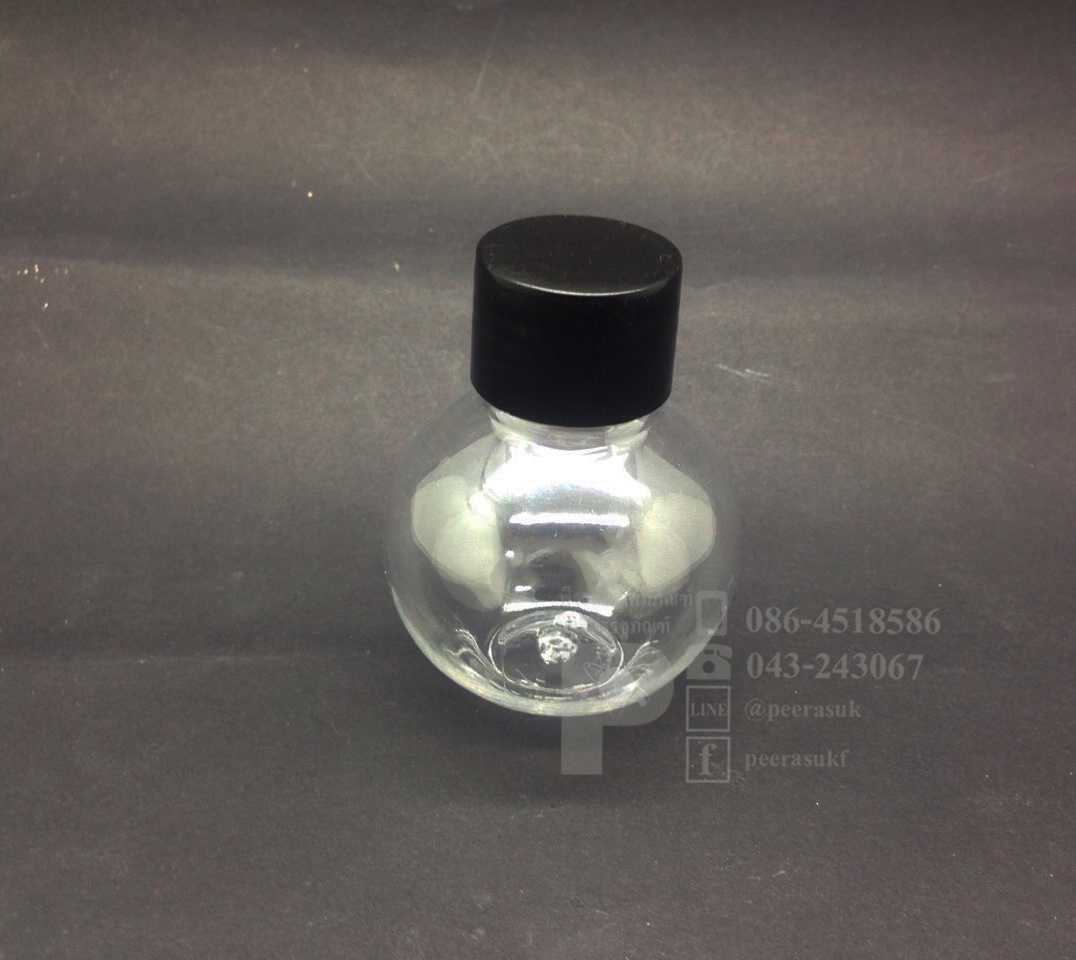 ขวดบอล 50 ml ใส+จุกตัน+ฝาเกลียวดำ 10 ชิ้น