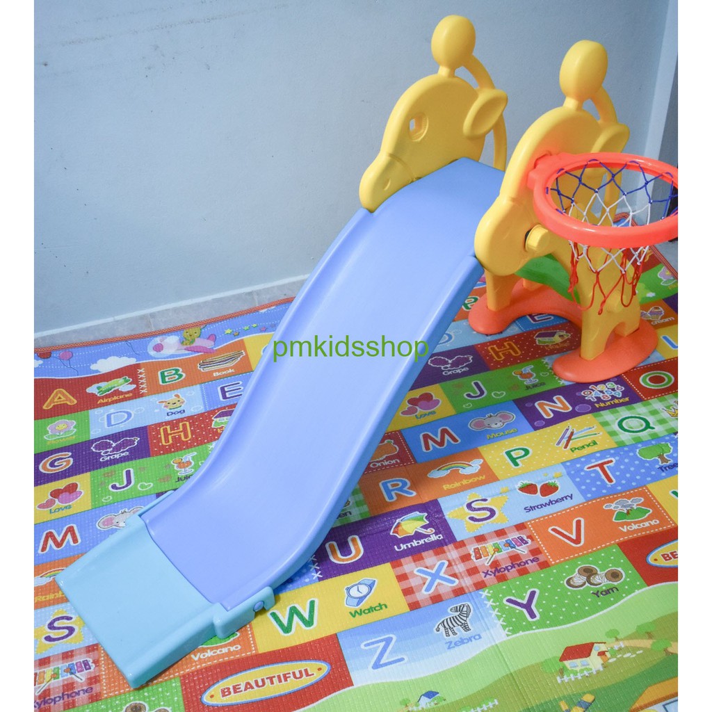 สไลเดอร์ยีราฟ + แป้นบาสพร้อมลูกบอล + ที่สูบลม