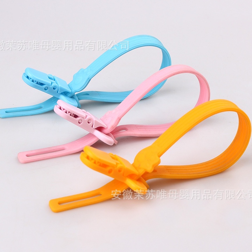 คลิปหนีบ สายคล้องซิลิโคนกันหล่น ยาว 25 ซม. food grade สายคล้องยางกัด สายคล้องจุกหลอก