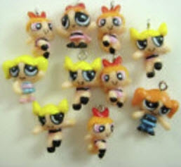 โมเดลตัวการ์ตูน Powerpuff Girls ชุด 10 ตัว ขนาด 0.75 นิ้ว