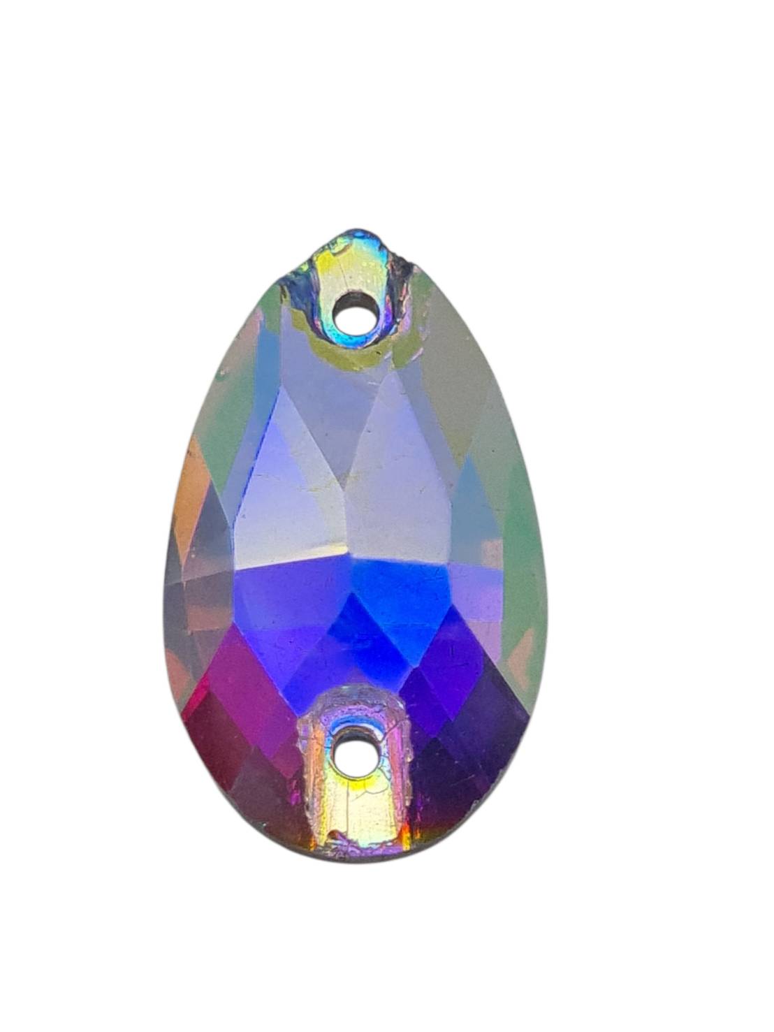 คริสตัลเนื้อแก้วมีรูสำหรับเย็บ สีรุ้งAB และสีใส สำหรับงานประดับตกแต่งชุดการแสดงและชุดต่างๆ