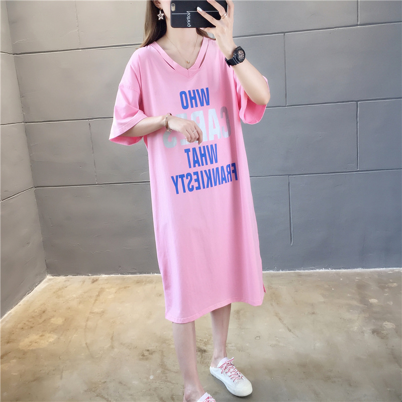 ชุดคลุมท้องแฟชั่นน่ารัก ผ้ายืดนิ่ม คอวี ไม่ร้อน ลายและสี น่ารักสวยตรงแบบ M L XL XXL