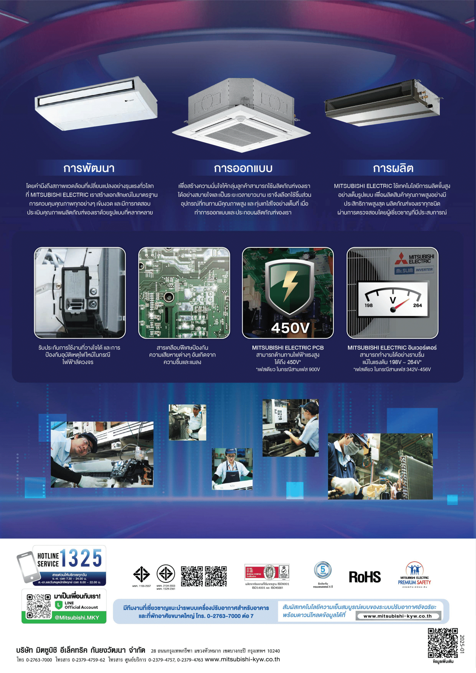 แอร์ MITSUBISHI ELECTRIC แบบสี่ทิศทาง ขนาด 24,225 BTU รุ่น PLY-SM24EA4-TH/SUY-SM24VA4-TH รีโมทมีสาย (INVERTER)(PLY-SM SERIES)