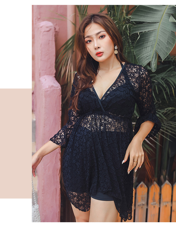 ชุดว่ายน้ำคนอ้วน 6xl พร้อมส่ง: ชุดว่ายน้ำไซส์ใหญ่สีดำแต่งลายลูกไม้ สายผูกคอset 3 ชิ้นมี บรา กางเกงและเสื้อคลุมแบบสวย sexy มากๆจ้า :ขนาด - รอบอก 40 - 50 นิ้ว - เอว 38 - 48 นิ้ว - สะโพก 42 - 54 นิ้ว - เสื้อคลุมกว้าง 50 นิ้ว