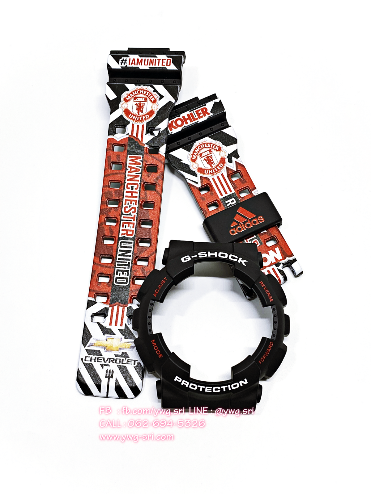 กรอบสาย G-SHOCK แท้✅ สีดำด้านฟอนต์แดงสลับขาว สกรีนลาย Man United ใส่ได้กับรุ่น GA-100 ,GA-110 ,GA-120 ,GA-140 ,GAX-100 ,GD-100 ,GD-120