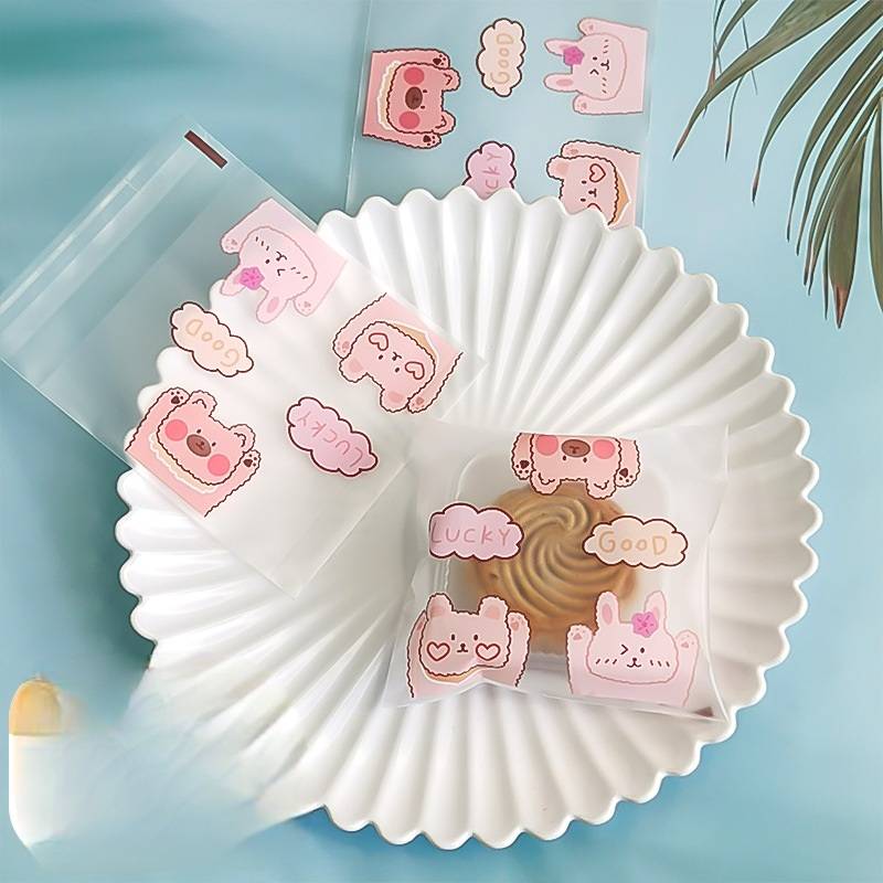 ถุงคุ๊กกี้ ฝากาว ขนาด 8x8, 9.3x9.3, 10.3x10.3 ,11.3x11.5 ซม.และขนาดอื่นๆ (แพ็คละ 95-100 ใบ)