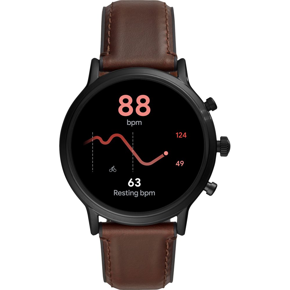 Fossil FTW4026 นาฬิกาผู้ชาย Gen 5 Smartwatch The Carlyle HR Dark Brown Leather Men's Watch