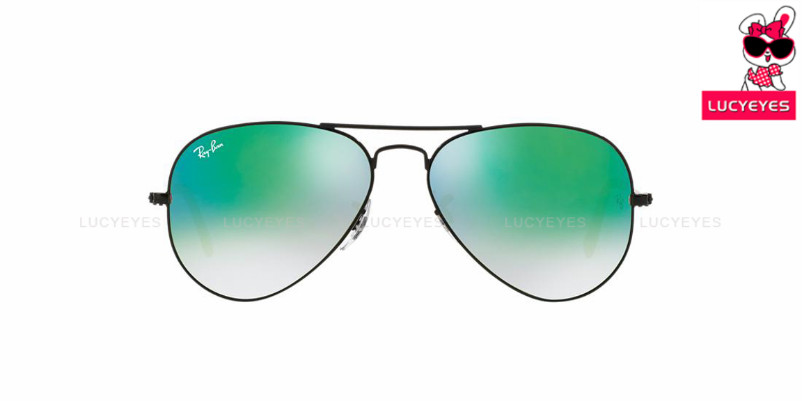 RayBan RB3025 002/4J AVIATOR LARGE METAL กรอบดำ เลนส์เขียวไล่สี 2