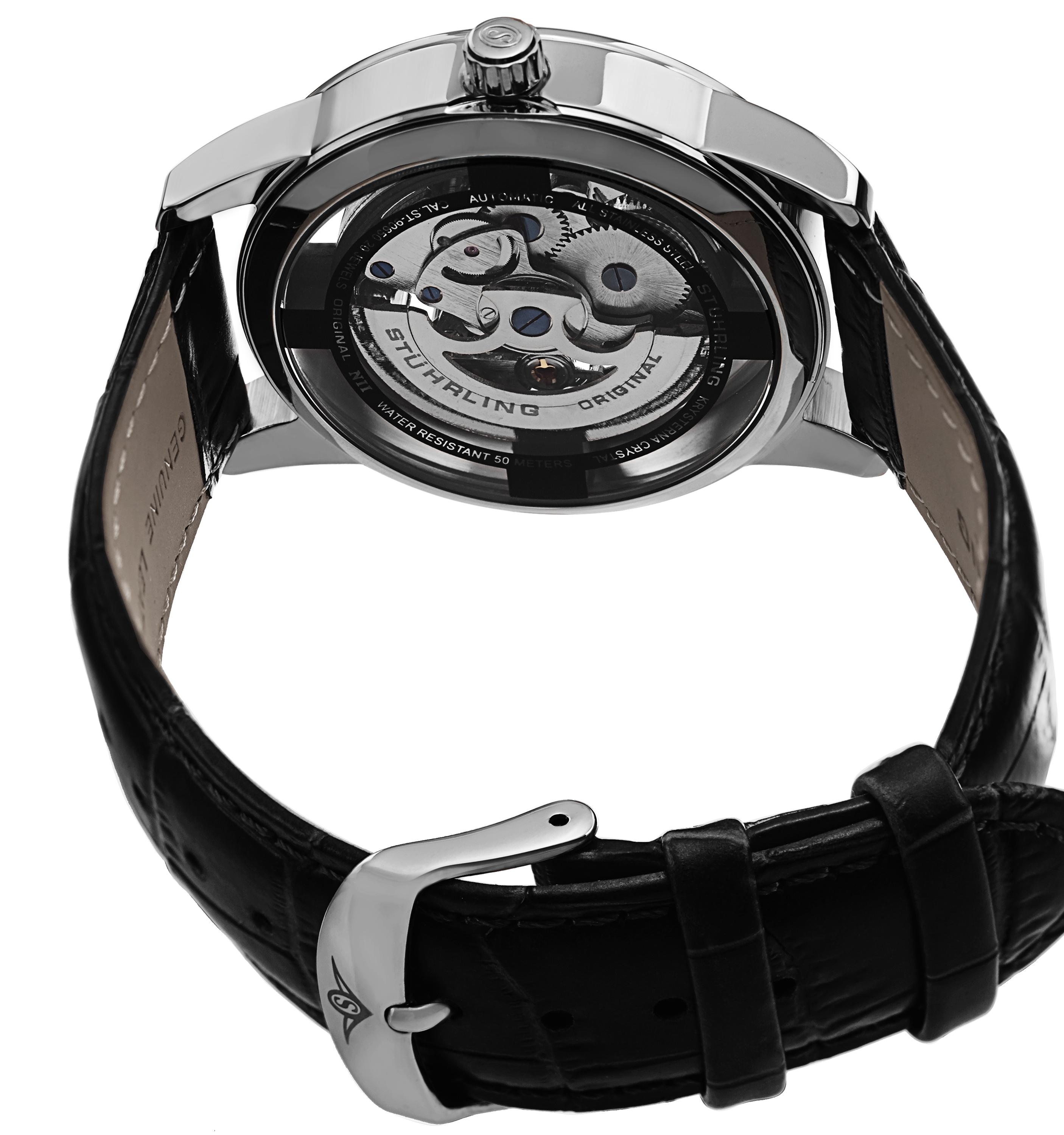 Stuhrling Original 877.06 นาฬิกาผู้ชาย Stuhrling Original รุ่น 877.06, Winchester Automatic Skeleton Leather Strap Men's Watch