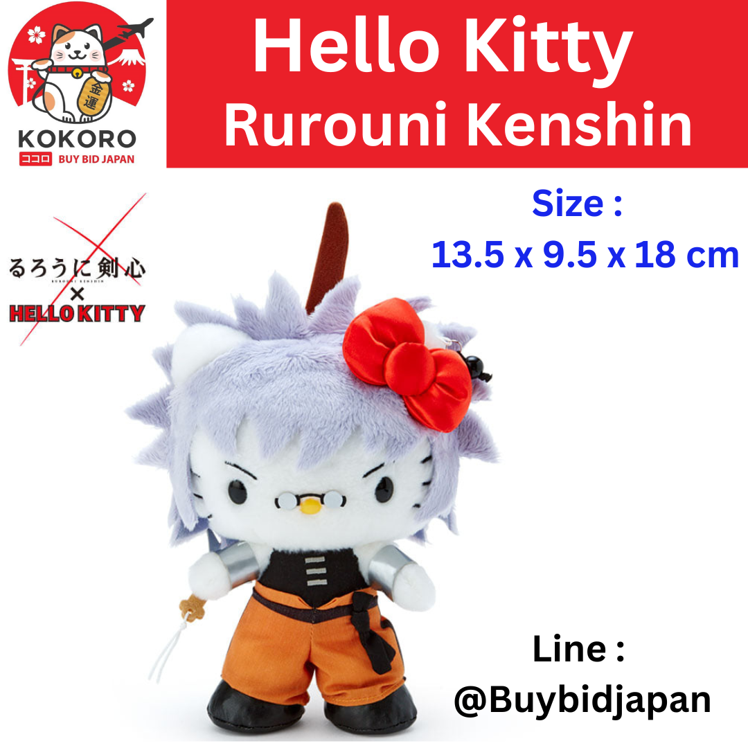 [พร้อมส่ง] ตุ๊กตา คิตตี้ เคนชิน ซามูไรพเนจร 18 cm Rurouni Kenshin x Hello Kitty - Enishi Yukishiro นำเข้าจากญี่ปุ่น るろうに剣心