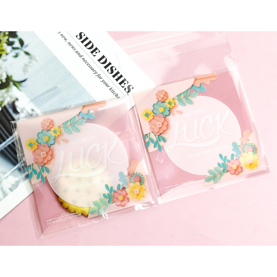 ถุงคุ๊กกี้ ฝากาว ขนาด 7x7 ซม. (95-100 ใบ) ลายพิเศษ