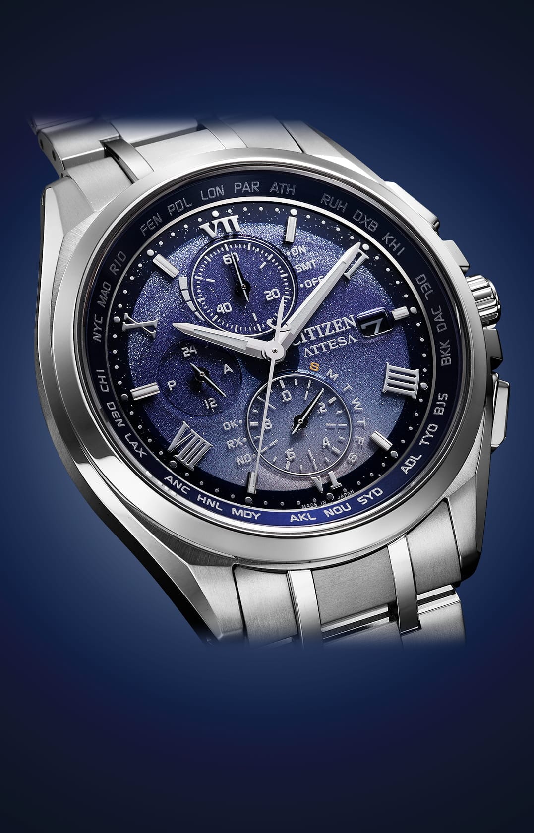 Citizen AT8240-66L นาฬิกาผู้ชาย Attesa Radio Controlled Titanium Eco-Drive Men's Watch