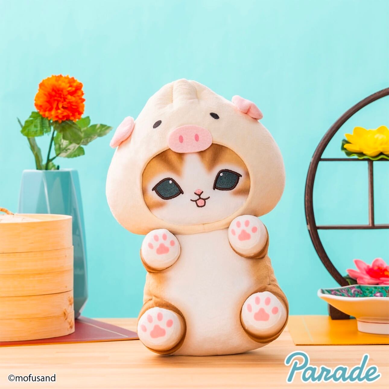[PRE-ORDER] ตุ๊กตา Mofusand Meat Bun Cat แมวโมฟุ หัวซาลาเปา หัวหมู ขนาด สูง 28 cm mofusand にゃんこ肉まんBIGぬいぐるみ