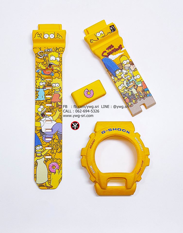 กรอบสาย G-SHOCK แท้✅ สีเหลืองด้าน สกรีนลาย The Simpson ใส่ได้รับรุ่น GD-X6900
