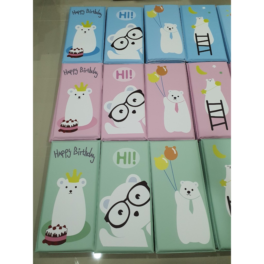 บุผนัง ผนังกันกระแทก ลายการ์ตูนมีกาวในตัว สีฟ้า ขนาด 30x60 ซม.