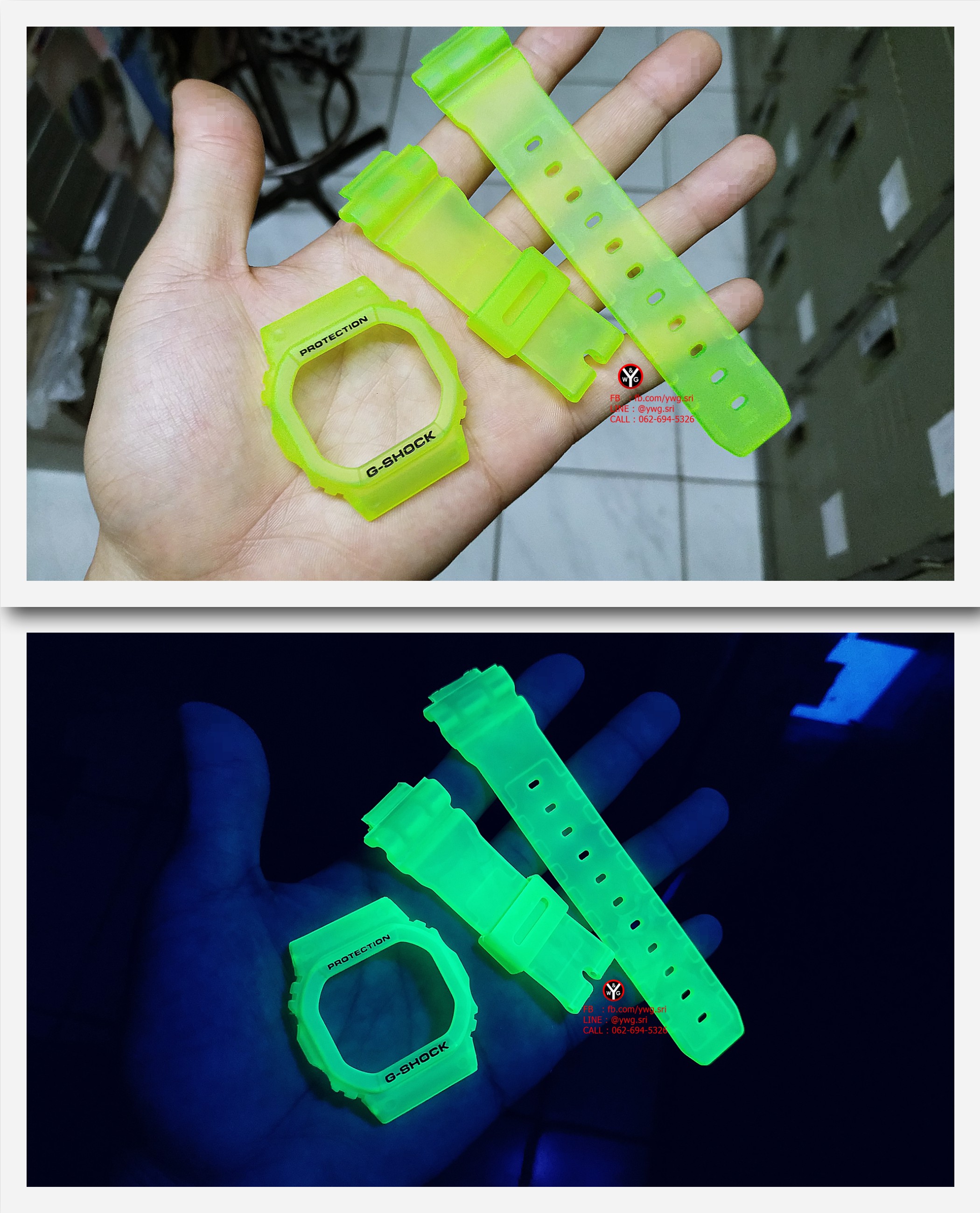 กรอบสาย(ขุ่น) G-SHOCK สีเขียวสะท้อนแสง ใส่ได้รับรุ่น DW-5600