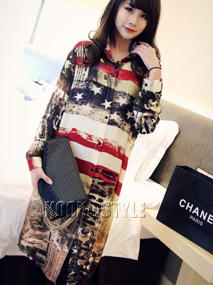 ((พร้อมส่ง)) เสื้อผ้าแฟชั่นผู้หญิง : เดรสยาวแต่งลายธงชาติสีสัน น่ารัก น่ารักจ้า