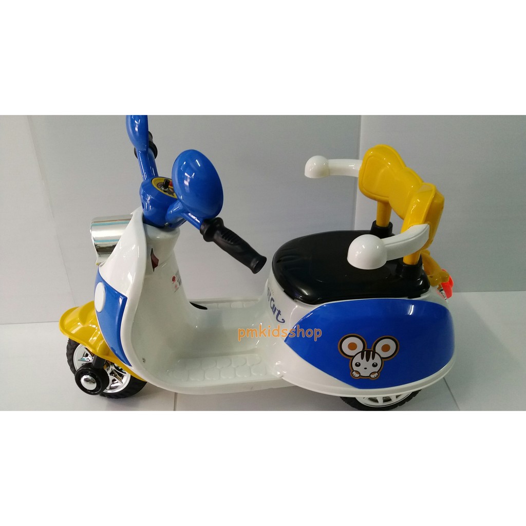 รถแบตเตอรรี่มอเตอร์ไซค์คุณหนู สีฟ้า-ขาว