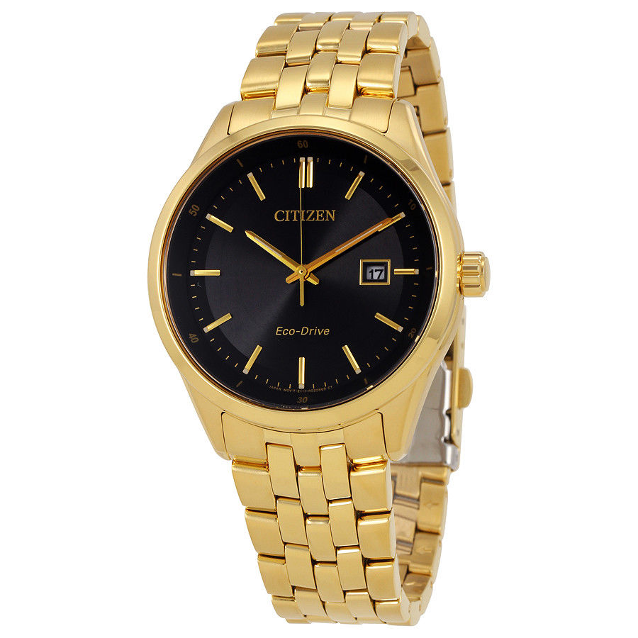 Citizen BM7252-51E นาฬิกาผู้ชาย Eco-Drive Contemporary Gold-Tone Black Dial Men's Watch