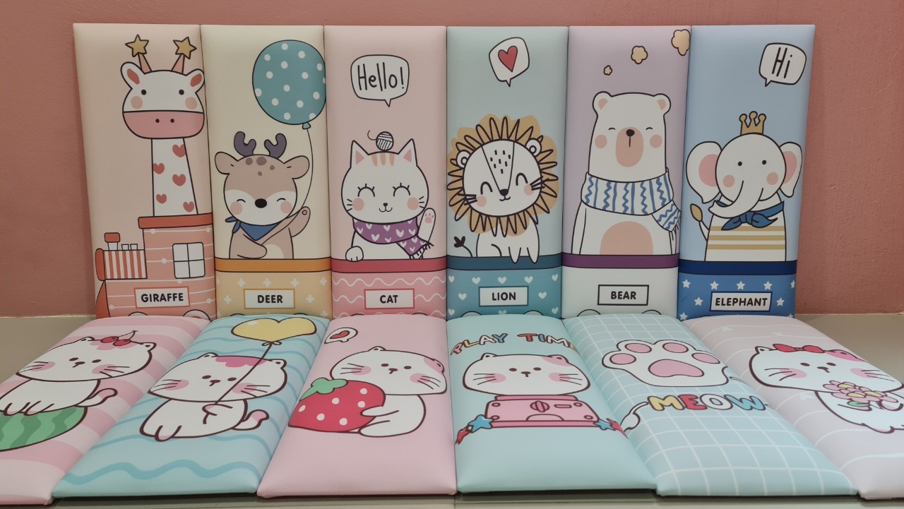 (เซตละ 6 แผ่น)บุผนังกันกระแทก ลายการ์ตูนน่ารักๆ ขนาดแผ่นละ 20x50 ซม.หนา 3.3 ซม. ชุดที่ 3/3