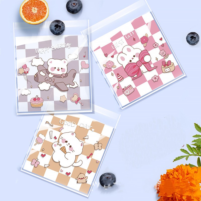 ถุงคุ๊กกี้ ฝากาว ขนาด 7x7 ซม.(ลายพิเศษสุด) จำนวน 95-100 ชิ้นต่อแพ็ค ชุดที่ 2/2