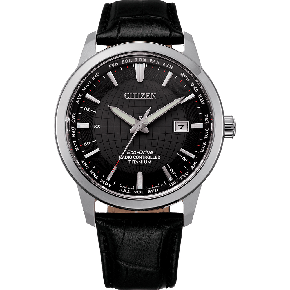 Citizen CB0190-17E นาฬิกาผู้ชาย Eco-Drive Radio Controlled Super Titanium Perpetual Calender World Time Men's Watch