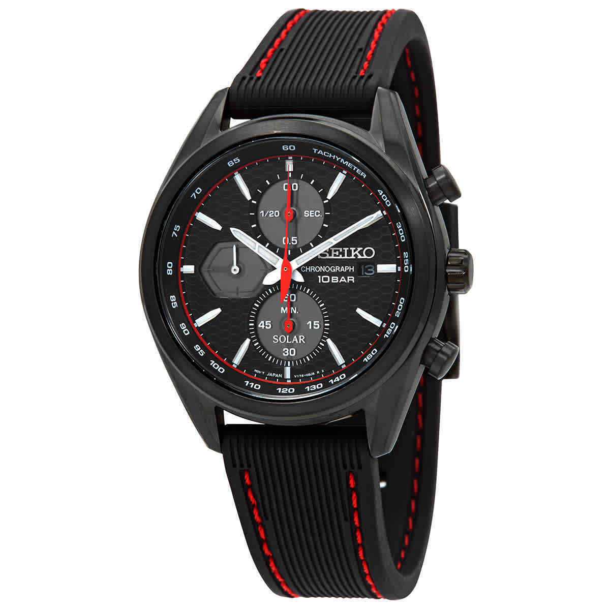 Seiko SSC777P1 นาฬิกาผู้ชาย Chronograph Solar Black Silicone Men's Watch