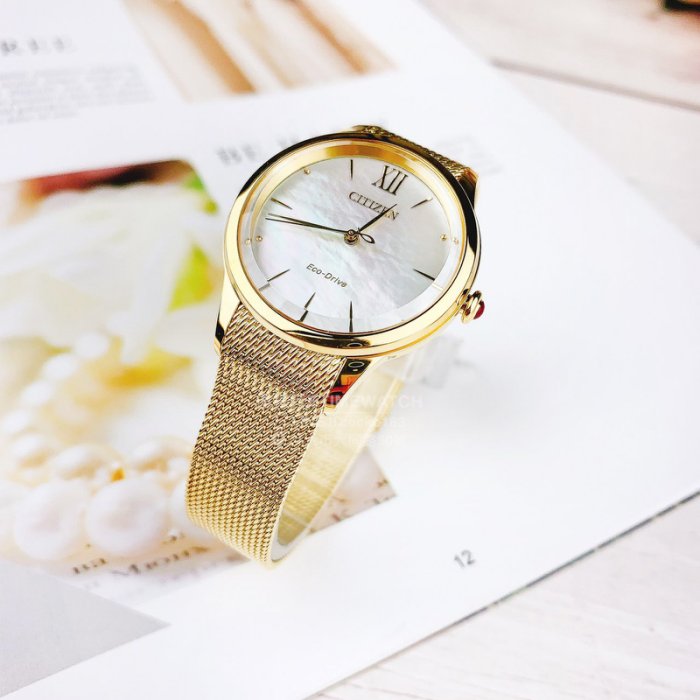 Citizen EM0812-89D นาฬิกาผู้หญิง Citizen L Eco-Drive Mother of Pearl Women's Watch