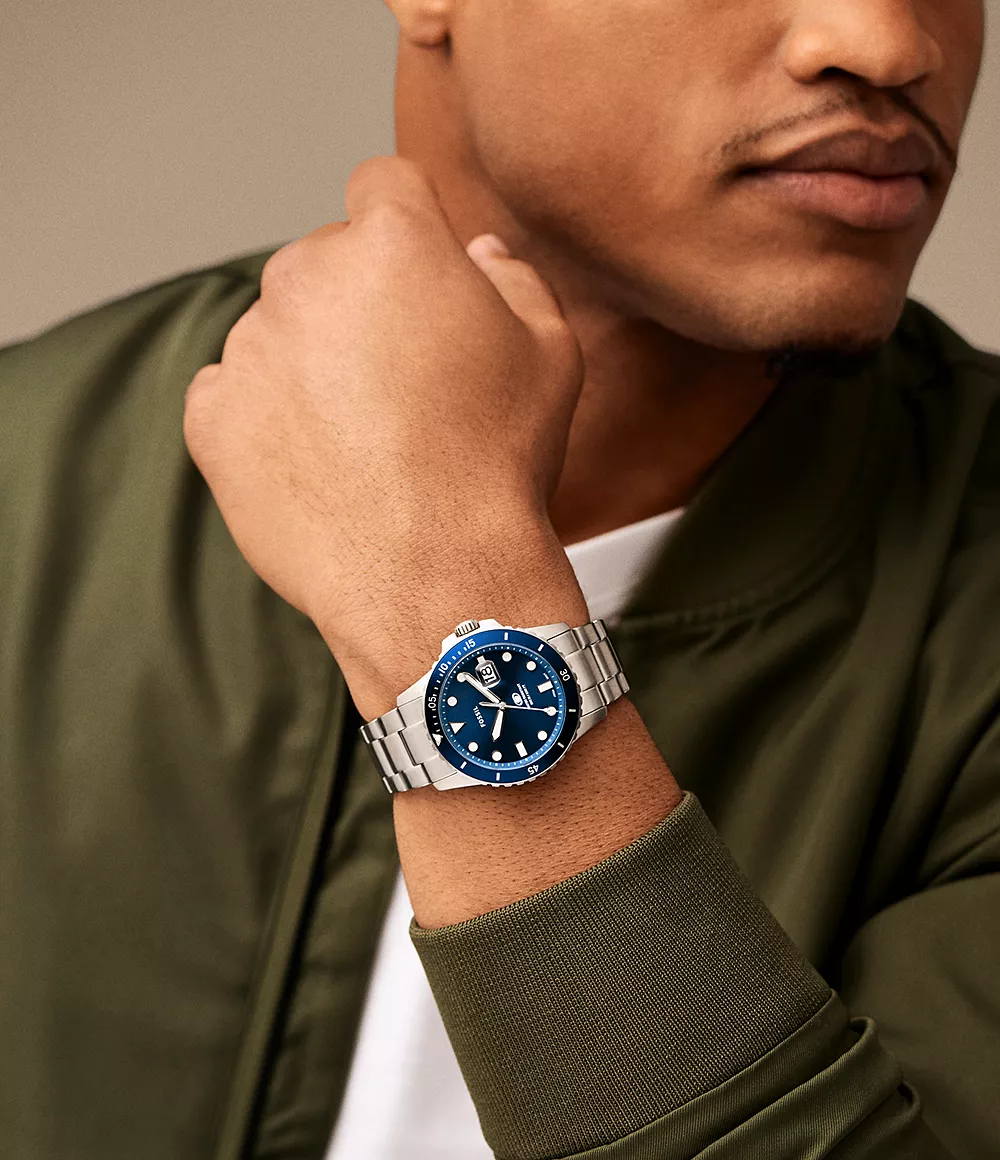 Fossil FS6029 นาฬิกาผู้ชาย Blue Dive Three-Hand Date Quartz Men's Watch
