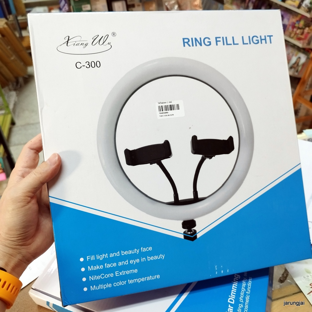 ไฟไลฟ์สด c-300 หนีบมือถือได้สองเครื่อง ring fill light xiang wu