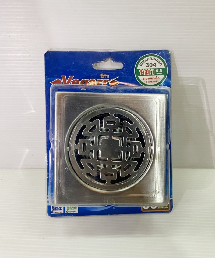 Vegarr ตะแกรงรังผึ้ง ทรงเหลี่ยม ตะแกรงกันกลิ่น สแตนเลส 304 ผิวด้าน (2"-3") รุ่น VFD3771
