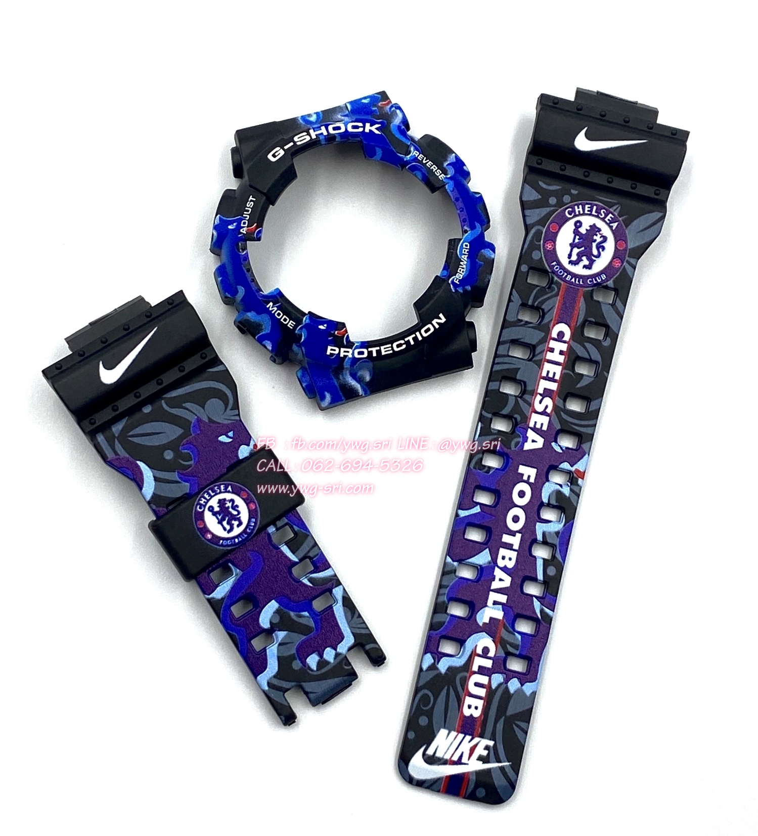 กรอบสาย G-SHOCK แท้✅ สีดำด้านฟอนต์ขาว สกรีนลาย Chelsea ใส่ได้กับรุ่น GA-100 ,GA-110 ,GA-120 ,GA-140 ,GAX-100 ,GD-100 ,GD-120