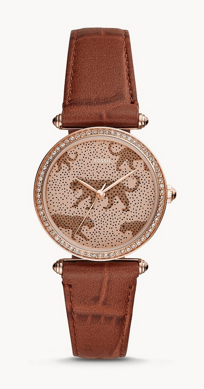 Fossil ES4683 นาฬิกาผู้หญิง Lyric Three-Hand Brown Leather Quartz Women's Watch