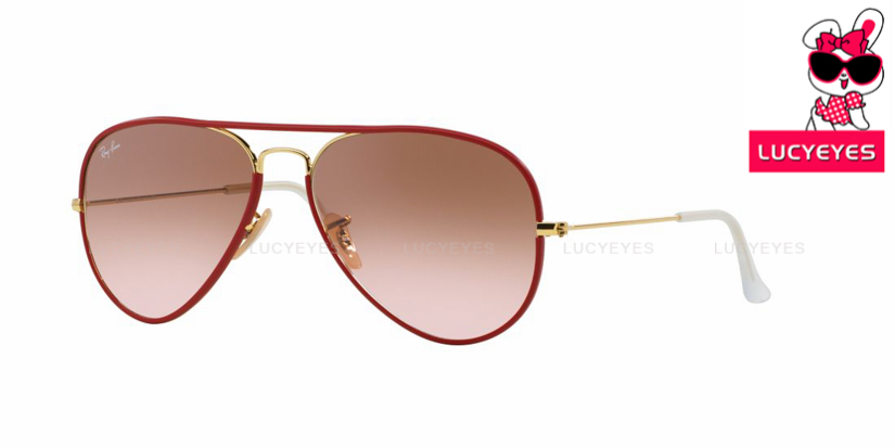 RAYBAN RB3025JM 001/X3 AVIATOR FULL COLOR Size 58 กรอบแดง เลนส์ชมพูน้ำตาลไล่สี