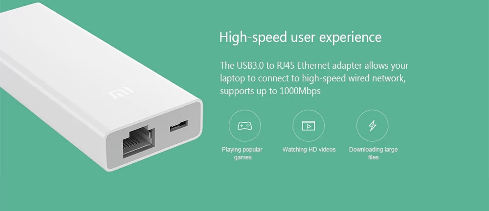 Xiaomi USB 3.0 to RJ45 Gigabit Ethernet Multi-Adapter - หัวแปลง USB 3.0/RJ45 Gigabit Ethernet