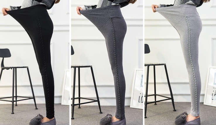 เลคกิ้งคนท้องขายาว ผ้านิ่มยืดสบาย ด้านข้างลายห่วง 3 มิติมีสายปรับขนาดครรภ์ มี 3 สี M,L,XL