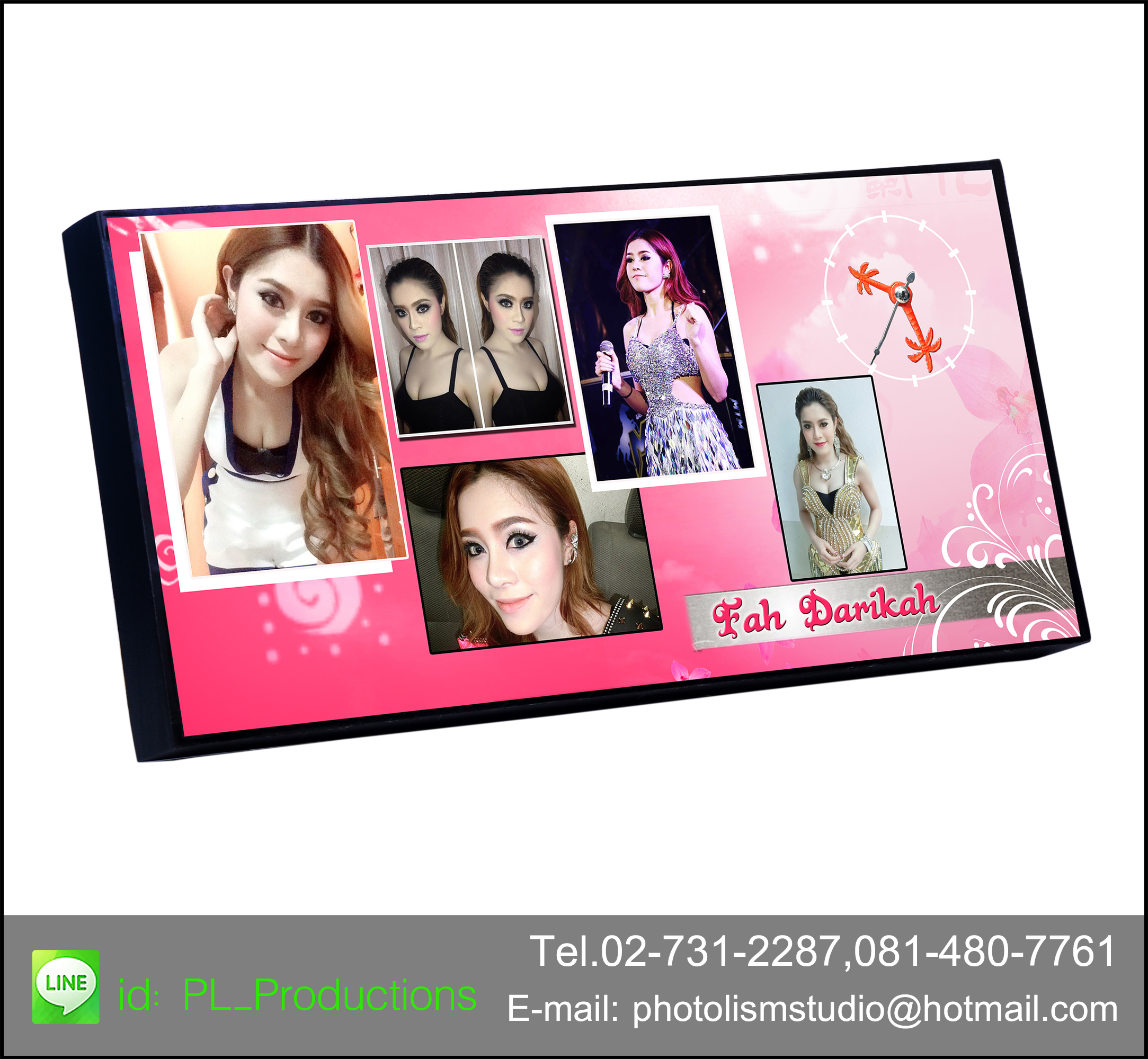 นาฬิการูปภาพตัวเอง กรอบลอย เคลือบด้าน ขนาด 6x12 นิ้ว