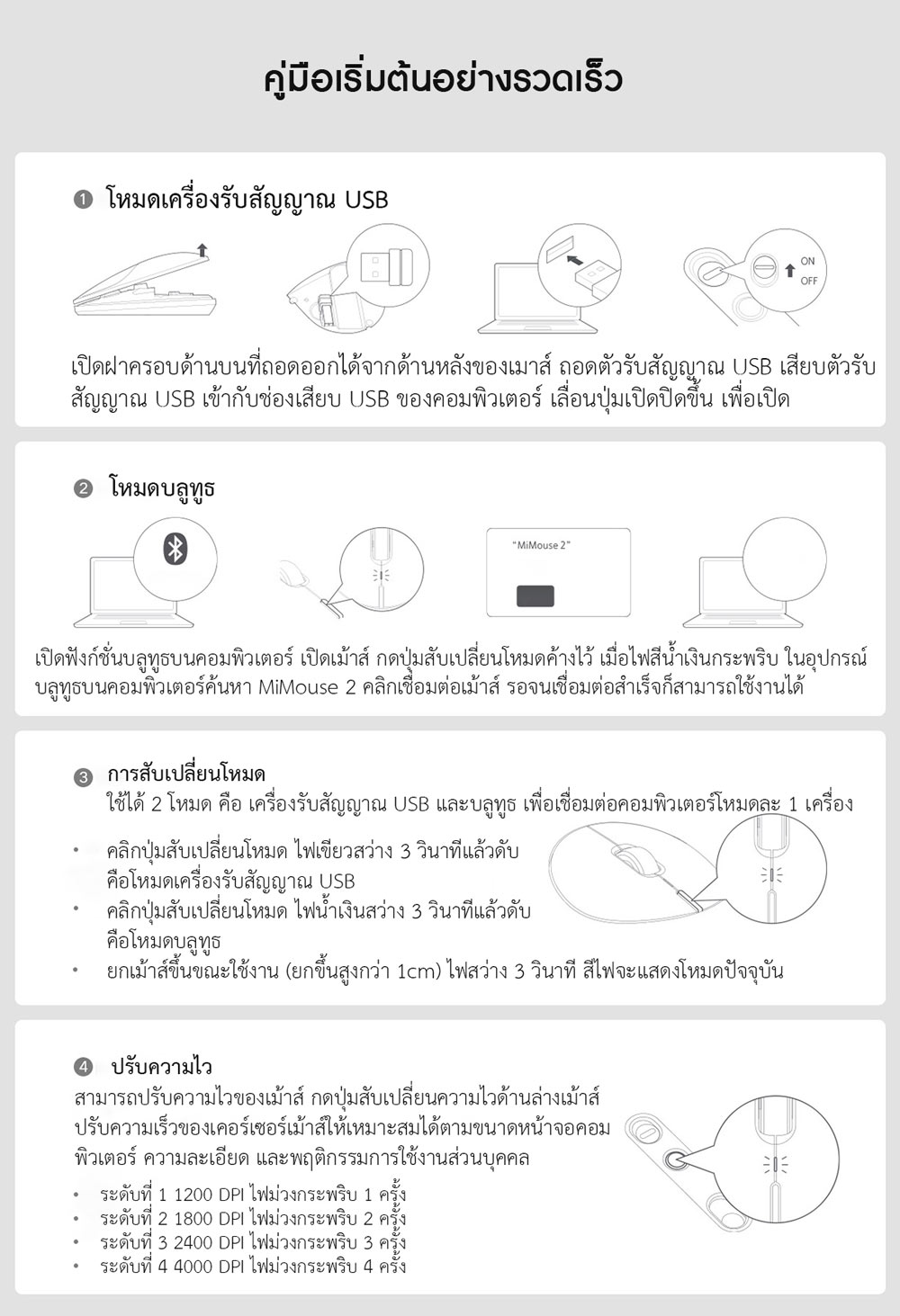 Xiaomi Portable Mouse 2- เม้าส์ไร้สายเสี่ยวหมี่ รุ่น 2