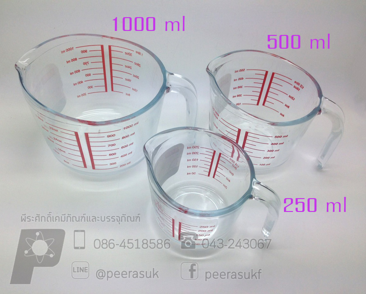 ถ้วยแก้วตวงมีด้ามจับ