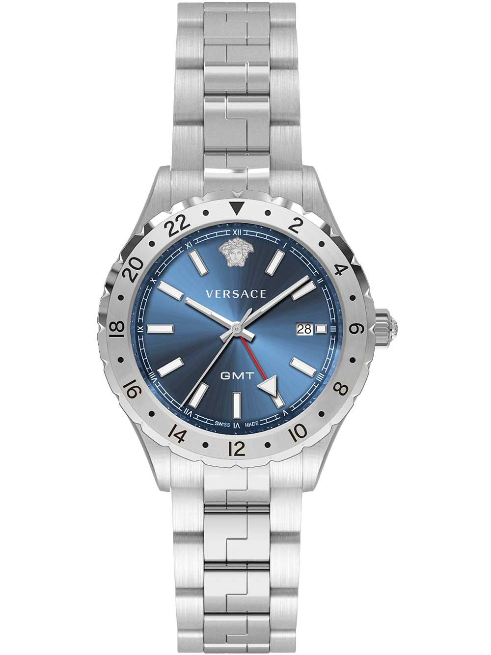 Versace V11010015 นาฬิกาผู้ชาย Hellenyium GMT Quartz Swiss Made Men's Watch