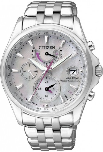 Citizen FC0010-55D นาฬิกาข้อมือผู้หญิง Eco-Drive Global Radio Controlled AT World Time Women's Watch