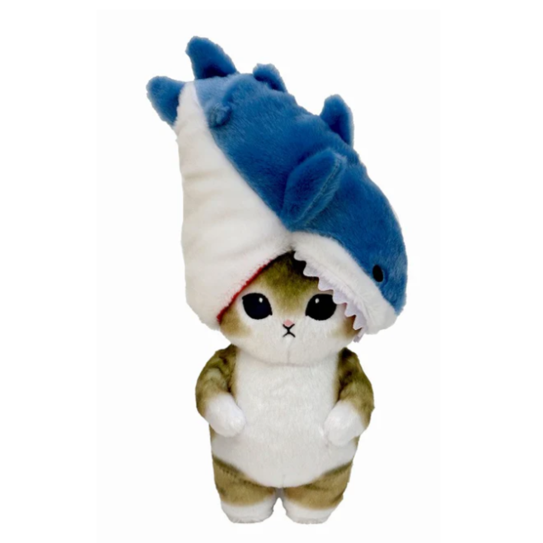 [PRE-ORDER] ตุ๊กตา แมวโมฟุ โดนฉลามกินหัว Mofusand Biting Shark Cat Beige ขนาด S 14 x 11 x 28 cm นำเข้าจากญี่ปุ่น โมฟุซาน mofu mofusand ぽてたまぬいぐるみ(噛みつきサメにゃん・ベージュ)