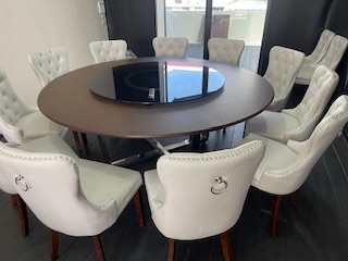 Round Table 圆桌会议 餐桌 中式餐桌 配有旋转镜组 โต๊ะกลมหินอ่อน ขนาด 360 cm.จานหมุน 280 cm.รางหมุน ฐานรองหมุน 50 นิ้ว เก้าอี้ 20 ตัว