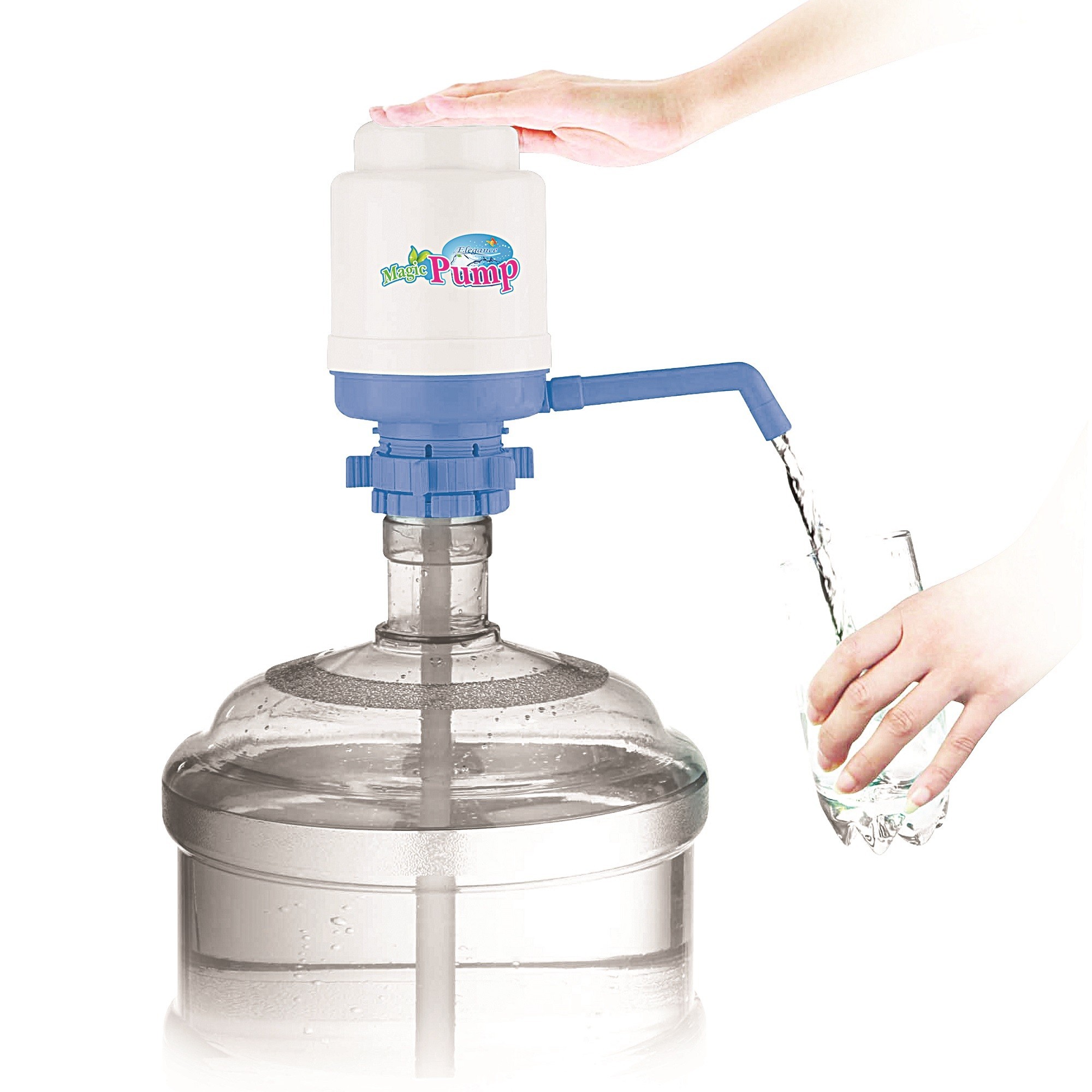 Elegance Magic Pump ปั๊มน้ำถัง พกพาได้แบบมือกด รุ่น EG4459 ใช้ได้กับถังน้ำดื่มทั่วไป (สีฟ้า) ของแท้100%