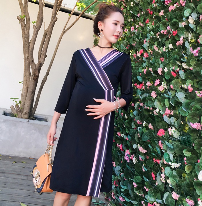 ชุดคลุมท้องแฟชั่นเกาหลี ผูกด้านข้าง สไตล์สวย ผ้านิ่ม ลื่น เนื้อดี M L XL XXL