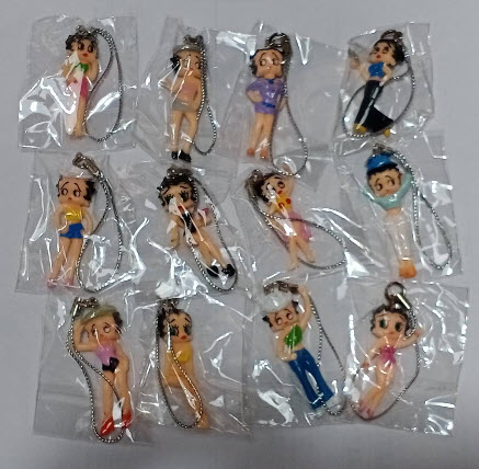โมเดลห้อยโทรศัพท์มือถือ Betty Boop ชุด 12 ตัว ขนาด 4 ซ.ม.