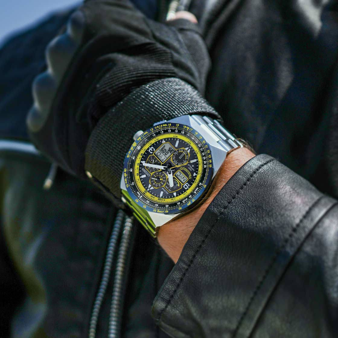 Citizen JY8125-54L นาฬิกาผู้ชาย Eco-Drive Promaster Skyhawk A-T Chronograph GMT Men's Watch