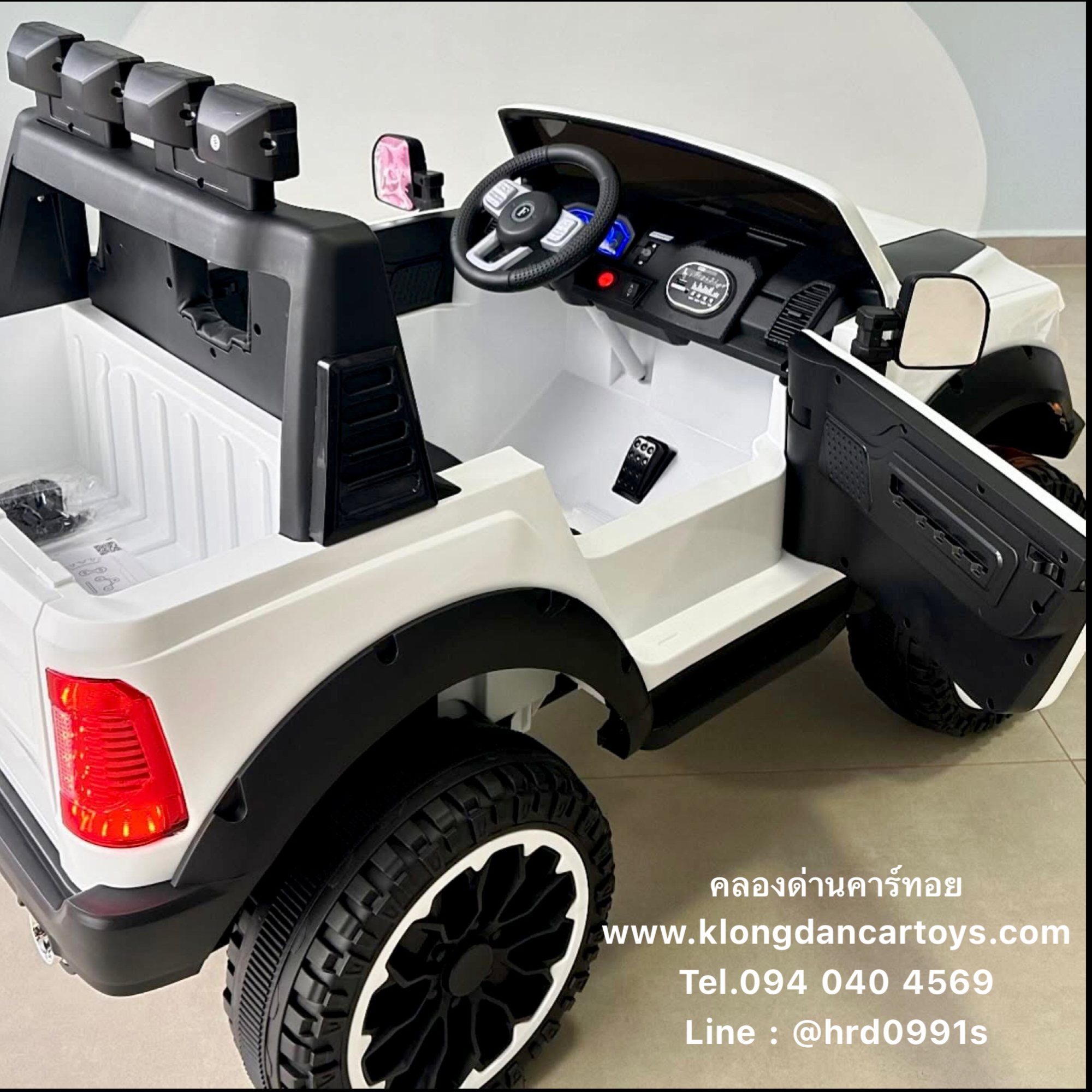 รถกะบะเด็กแบตเตอรี่Raptor4×4*คันใหญ่* (ออกตัวสมูท, 4มอเตอร์แบต12v7a, มีโช้คหน้าหลัง, โยกได้, บูลทูธกับมือถือ เล่นusb aux, รีโมทบูลทูธ) กะบะท้ายช่องใหญ่ ถอดชาร์จภายนอกได้