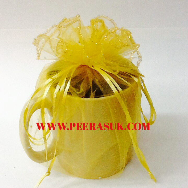 ถุงผ้าแก้วกลม (สีทอง) 60 ซม. แพคละ 10 ใบ